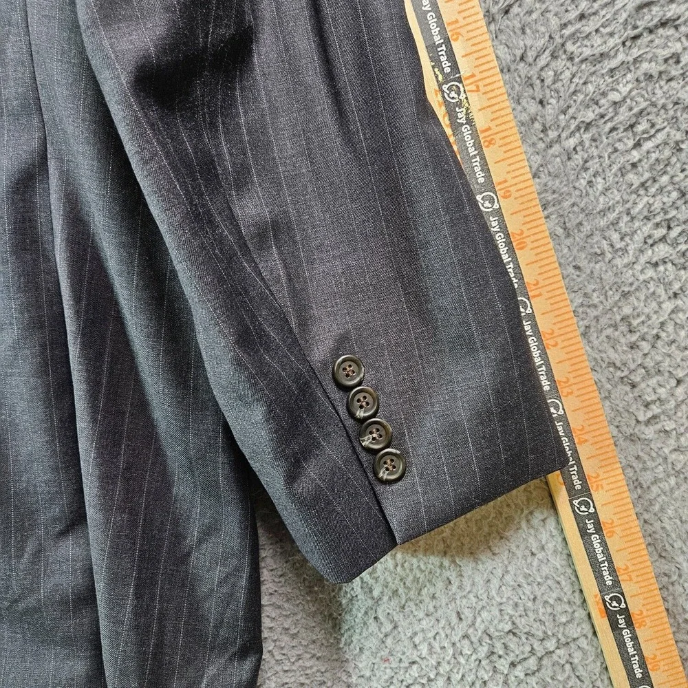 Lauren Ralph Lauren 48R Wool Suit‎ Blazer Sport Coat Men Gray Pinstriped